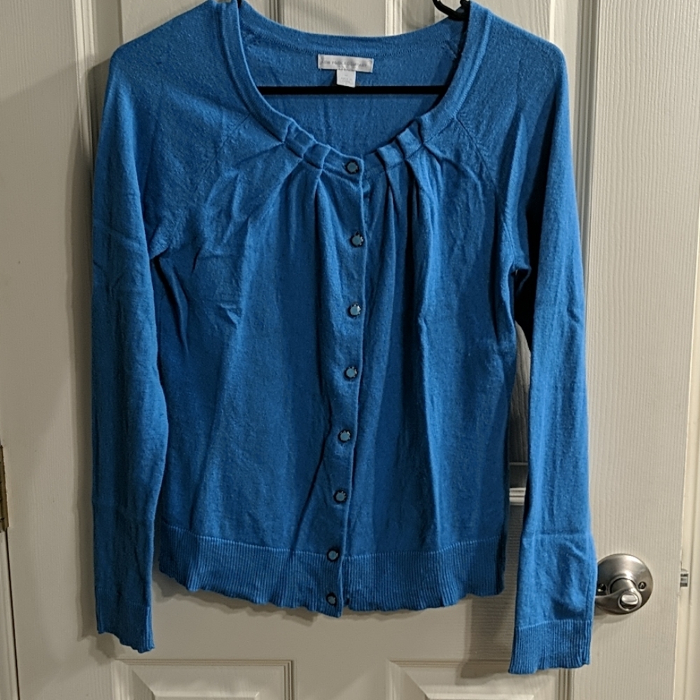 New York and Company Blue Cardigan Button Medium